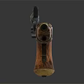 Vintage Antique Pistol With Classic Wooden Grip And Brass Metal Barrel Details