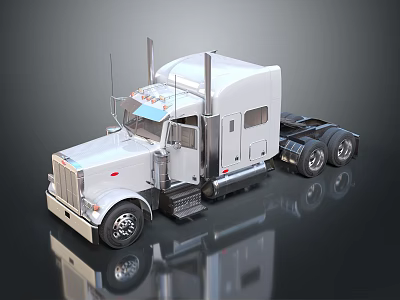 Silver Heavy Duty Utility Semi Truck With Dual Exhaust Modern Cab And Reflective Surface 3d model