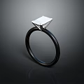 Chic Black Ring Adorned With Square Diamond For Stylish Fashion Accessories