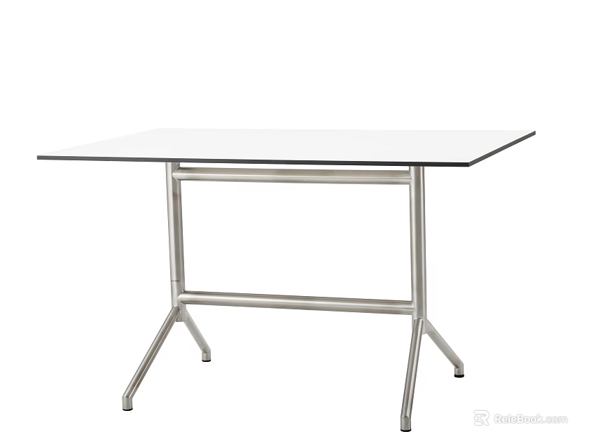 Modern Dining Table Design With Glass Top And Stainless Steel Frame Structure 3d model 