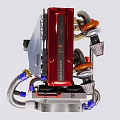 Heavy Duty Industrial Mechanical Equipment With Red Body Silver Radiator Blue Pipes And Turbo Fans