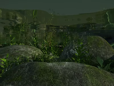 Bottom of stream underwater small ditches 3d model
