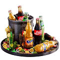 Assorted Beverages Display With Bottles Glass Drinks And Lemon Slices
