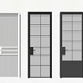Modern Interior Doors With Glass Panels White Black Frames And Handle Details 3d model