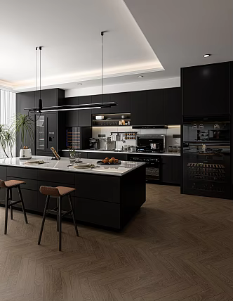 modern kitchen island table 3d model