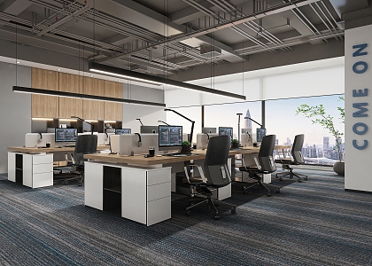 modern public office area open office area 3d model