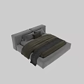 Modern Upholstered Bed Design With Neutral Tones Bedding Pillows And Blankets 3d model