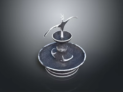 Decorative Architectural Water Fountain with Bird Shaped Spout and Circular Base Design 3d model