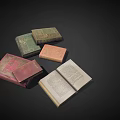 Vintage Books With Decorative Covers Open And Closed Displaying Various Designs And Pages