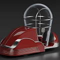 Vintage Retro Concept Car With Transparent Dome And Red Metallic Body