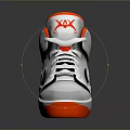 White And Orange High Top Sneakers With Red Upper Logo For Daily Casual Use