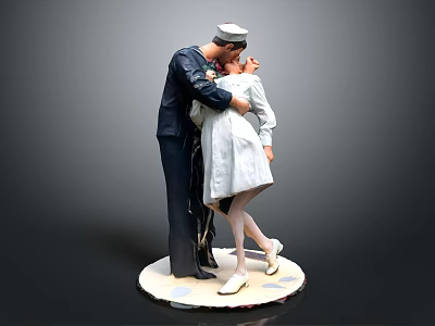 Game Movie Character Navy Man And Nurse Hugging In Classic Sculpture Pose 3d model