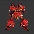 Red Mechanical Robot Mecha Figure With Detailed Armor And Standing Pose