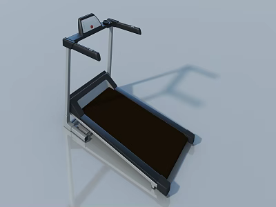 Modern Black Treadmill With Handrails And Display Screen On Gray Background 3d model