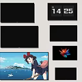 Modern TVs In Various Sizes With Animated Character And Clear