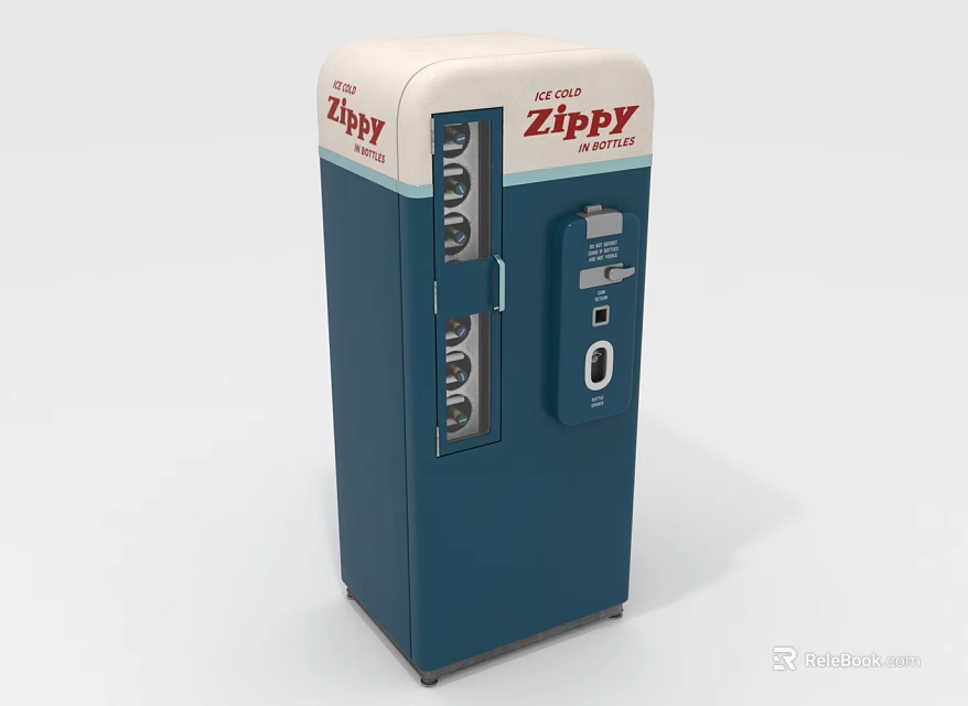 Zippy Commercial Vending Machine With Blue And White Design And Coin Slot Dispenser 3d model 
