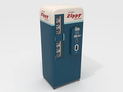 Zippy Commercial Vending Machine With Blue And White Design And Coin Slot Dispenser 3d model