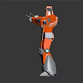 Orange and Gray Autobot Robot with Mechanical Structure and Articulated Limbs in Standing Pose
