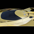 Golden Futuristic Sports Car With Sleek Aerodynamic Body Transparent Roof And Unique Headlights