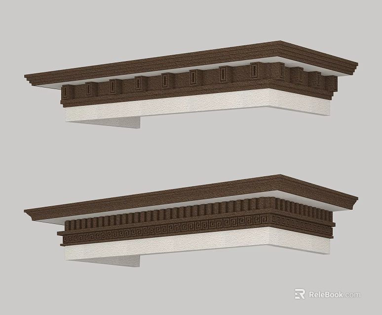 Architectural Components With Brown And White Decorative Molding And Layered Design 3d model