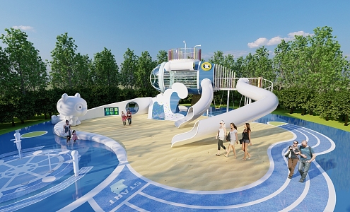 Modern Children's Play Area Children's Park Spaceship Theme Amusement Equipment Children's Sandpit Children's Runway Children's Equipment Combination 3d model