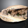 Detailed Rock Mountain Landscape Model With Vegetation Pathway And Surface Texture