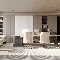Modern Open Office Interior With Minimalist Desk Sofa Bookshelves And Plants