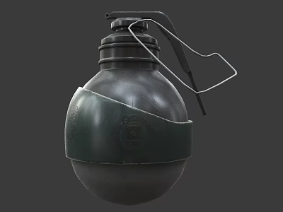 Tactical Military Grenade With Metal Pin Fuse And Olive Green Shell Design 3d model