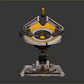 3D Mechanical Device Model With Circular Yellow Disc And Gray Base Mechanical Components