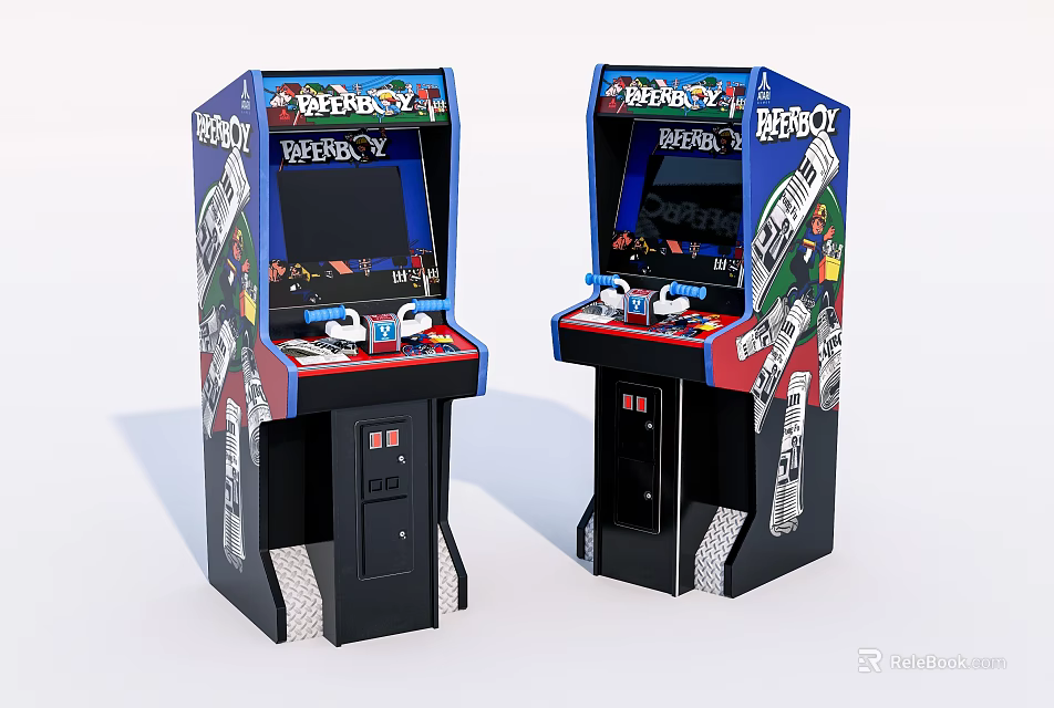 Vintage Arcade Gaming Machines With Classic Controls Colorful Artwork And Buttons As Entertainment Appliances 3d model 