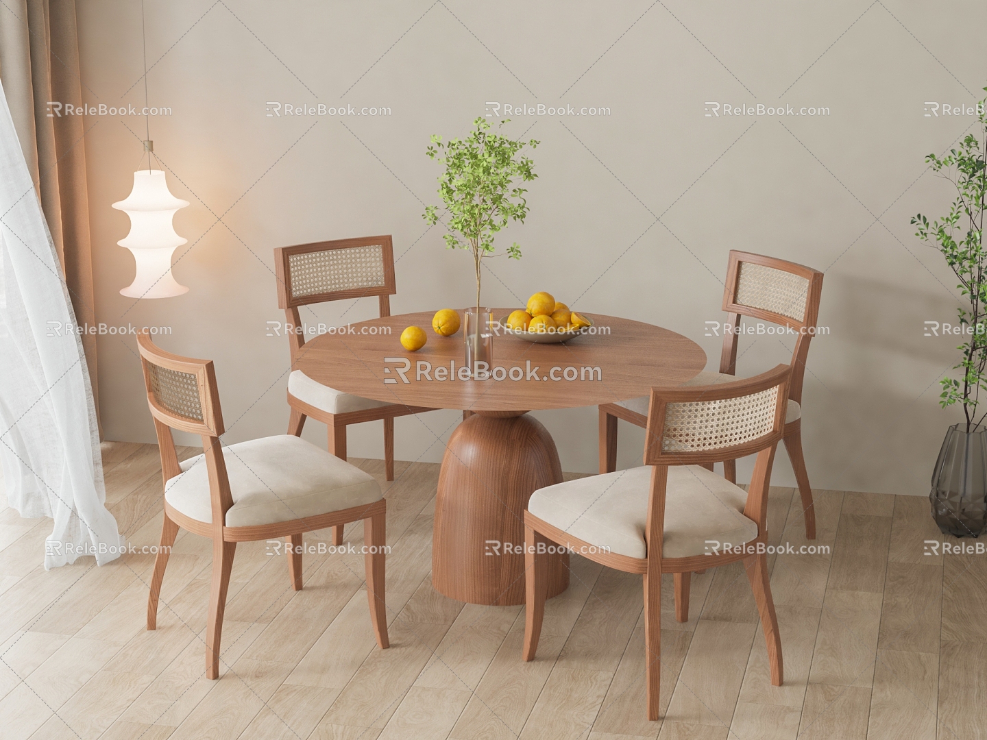 Nordic Dining Table and Chair Combination 3d model