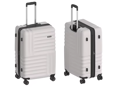 Durable White Hard Shell Suitcases With Telescopic Handle And Rolling Wheels 3d model