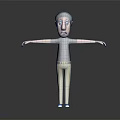 3D Animated Character In Black Shirt And Khaki Pants With Arms Outstretched On Gray Background