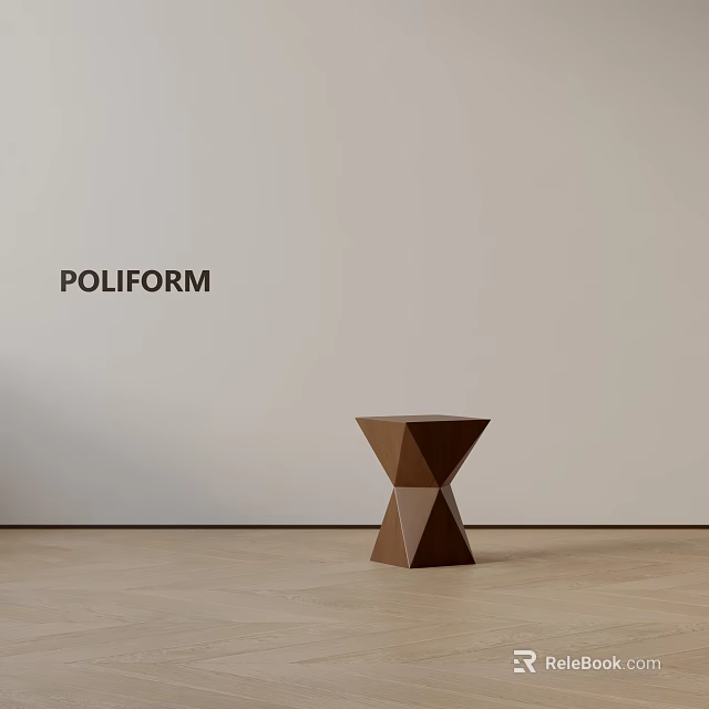 Poliform Modern Geometric Brown Side Table In Minimalist Living Space 3d model