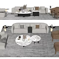 Modern Sofa Coffee Table Set Interior with Marble Top Pillows Gray Rug and Accent Chairs