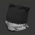 Gray Mesh Fabric Storage Bag With White Bottom And Reflective Surface Design