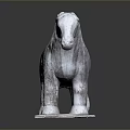 Detailed Carved Ancient Stone Horse Sculpture Displayed On Flat Stone Plinth