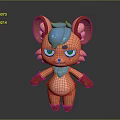 Cute 3D Game Movie Character With Orange Body Green Eyes Big Ears And Blue Scarf