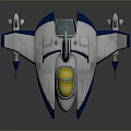 Futuristic White And Blue Spaceship With Yellow Cockpit Wings And Missile