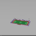 Indoor Handball Court Equipment With Surrounding Boards Goal Posts Seats And Advertising Panels