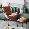 Green Leather Sofa and Black Round Coffee Table Set with Decorative Art and Arched Windows