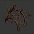 Dry Tree Branches with Twisted Trunks in Natural Artistic Structure 3d model