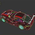 Black Racing Car With Red Stripes Emirates Logo Number 60 Aerodynamic Rear Spoiler