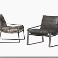 Modern Leisure Chair With Leather Upholstery Metal Frame And Neutral Tones For Contemporary Living Spaces