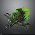 Minecraft Glowing Green Block Creature With Insect Like Legs And Luminous Parts