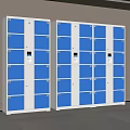 Indoor Blue And White Lockers With Multiple Compartments And Electronic Locks 3d model
