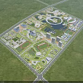 Large Scale Aerial Planning of Comprehensive Campus With Central Plaza Buildings Green Spaces And Roads