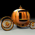 Golden Pumpkin Carriage with Ornate Decorations Crown Top and Intricate Wheel Design