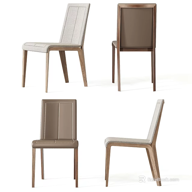 Different Styles Of Leisure Chair With Wooden Frame And Upholstered Cushion In Various Angles 3d model 