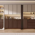 Modern Shoe Cabinet with Wooden Doors Drawers Shelves and Decorative Plants